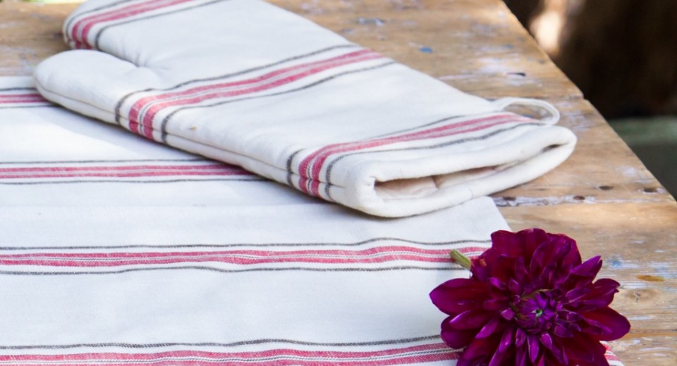 Kitchen Towels in Rose Stripe