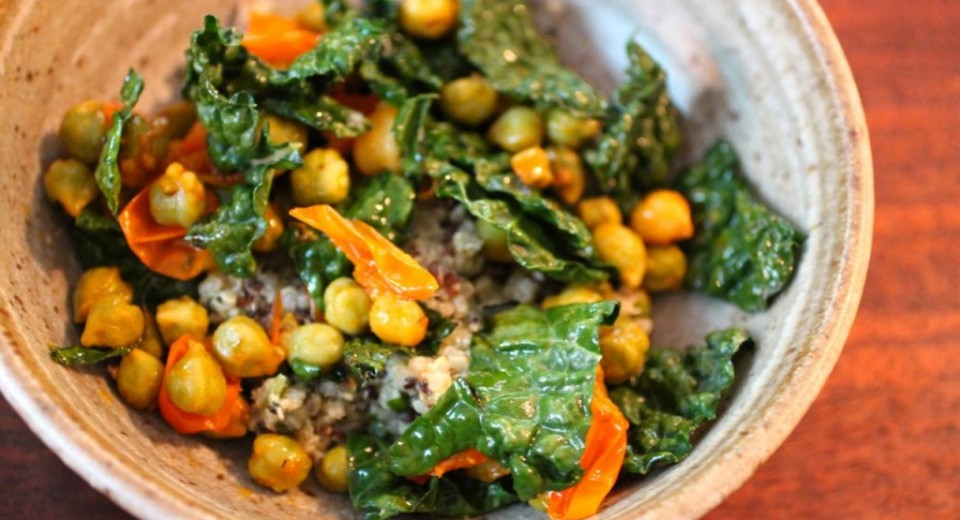 Fresh Kale, Pesto, Quinoa and Chick Pea Recipe