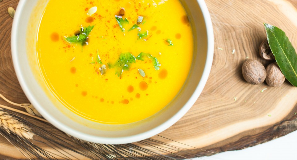 Butternut Nutmeg Soup With Toasted Pumpkin Seeds